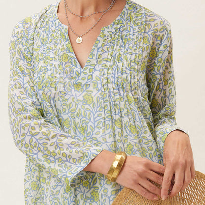 Francis Blue blu Cotton Pintuck Beach Cover Up Swim Cover Up - rockflowerpaper