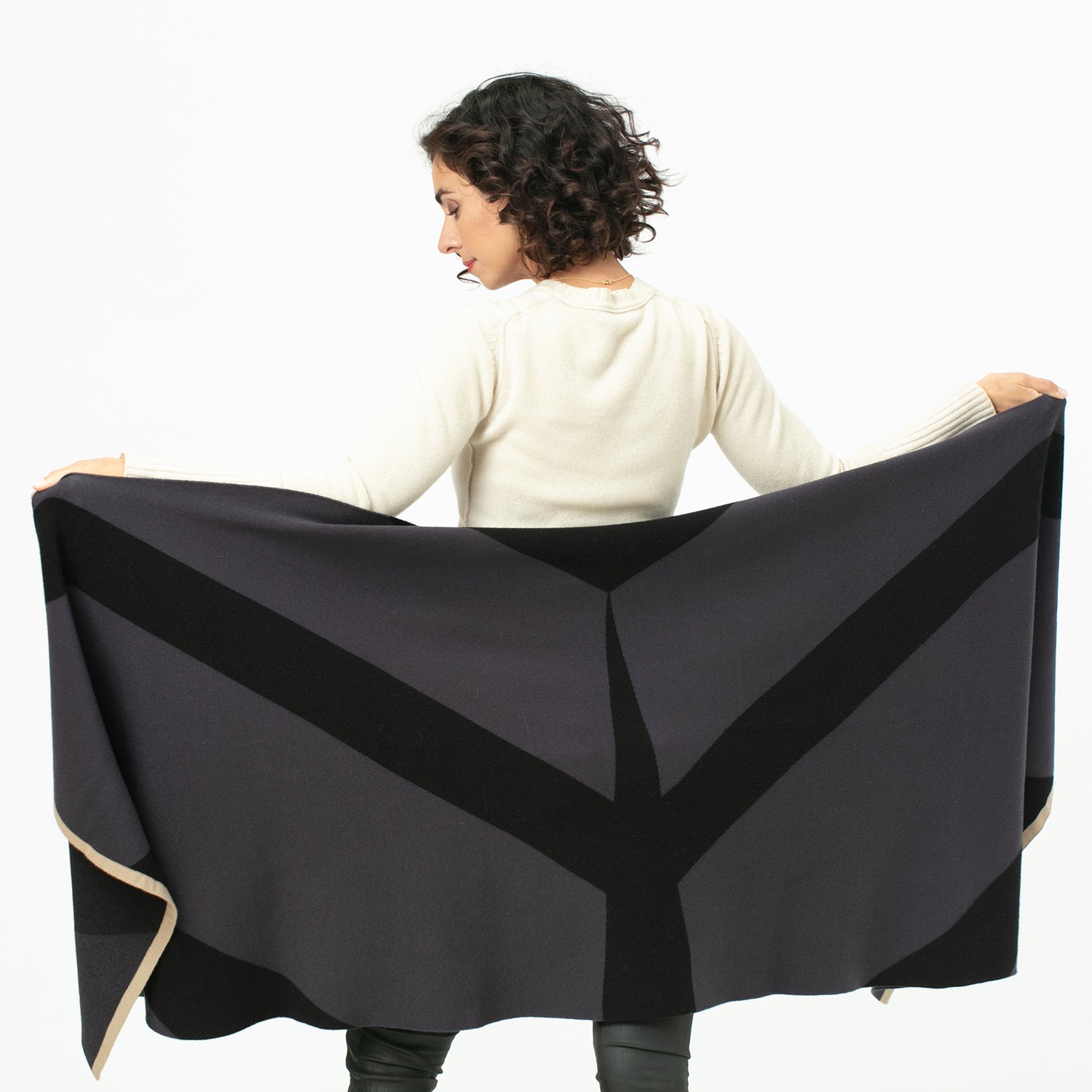 Black Knit Blanket Wrap Poncho - rockflowerpaper