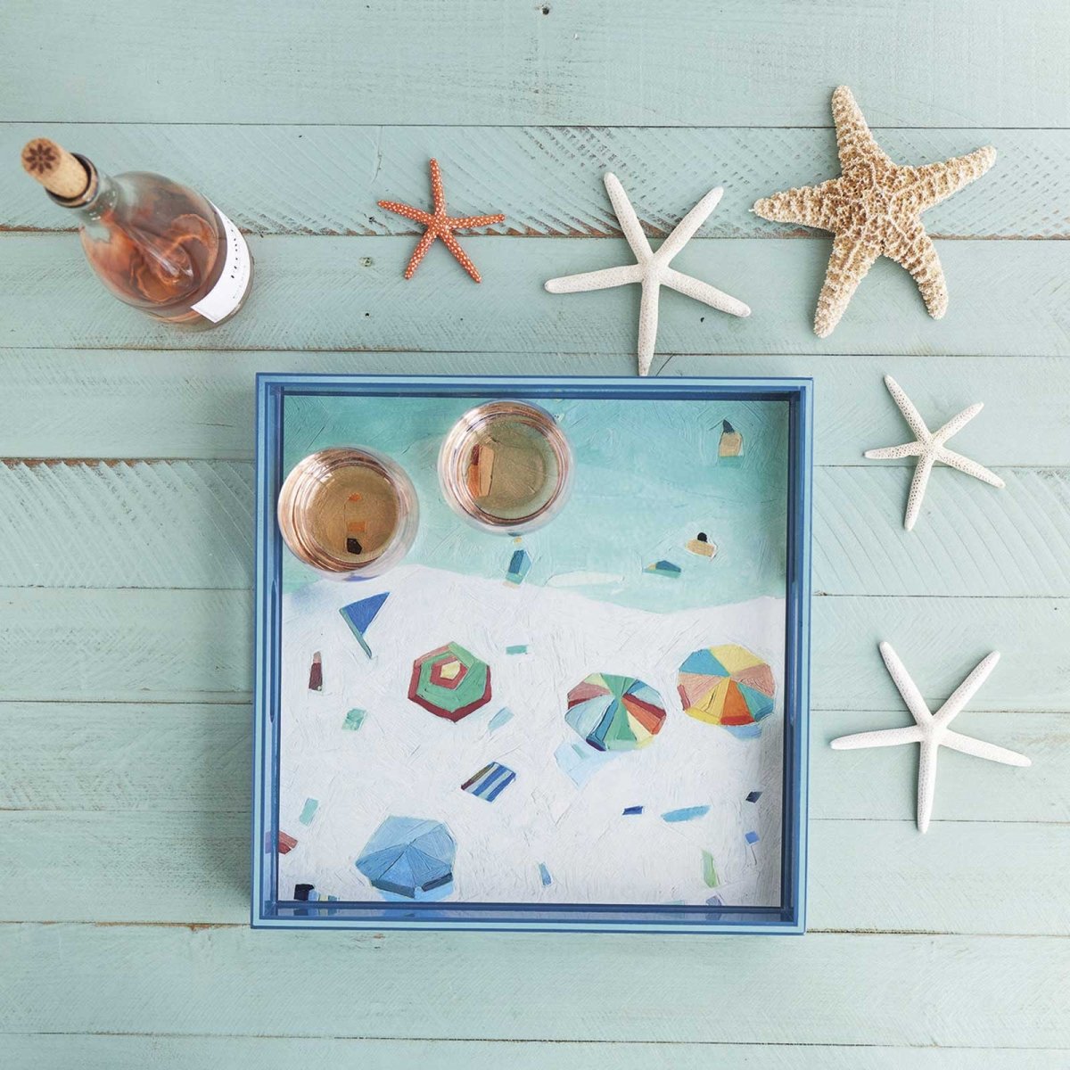 15 Inch Square Tray |Beach Vista Design Tray - rockflowerpaper