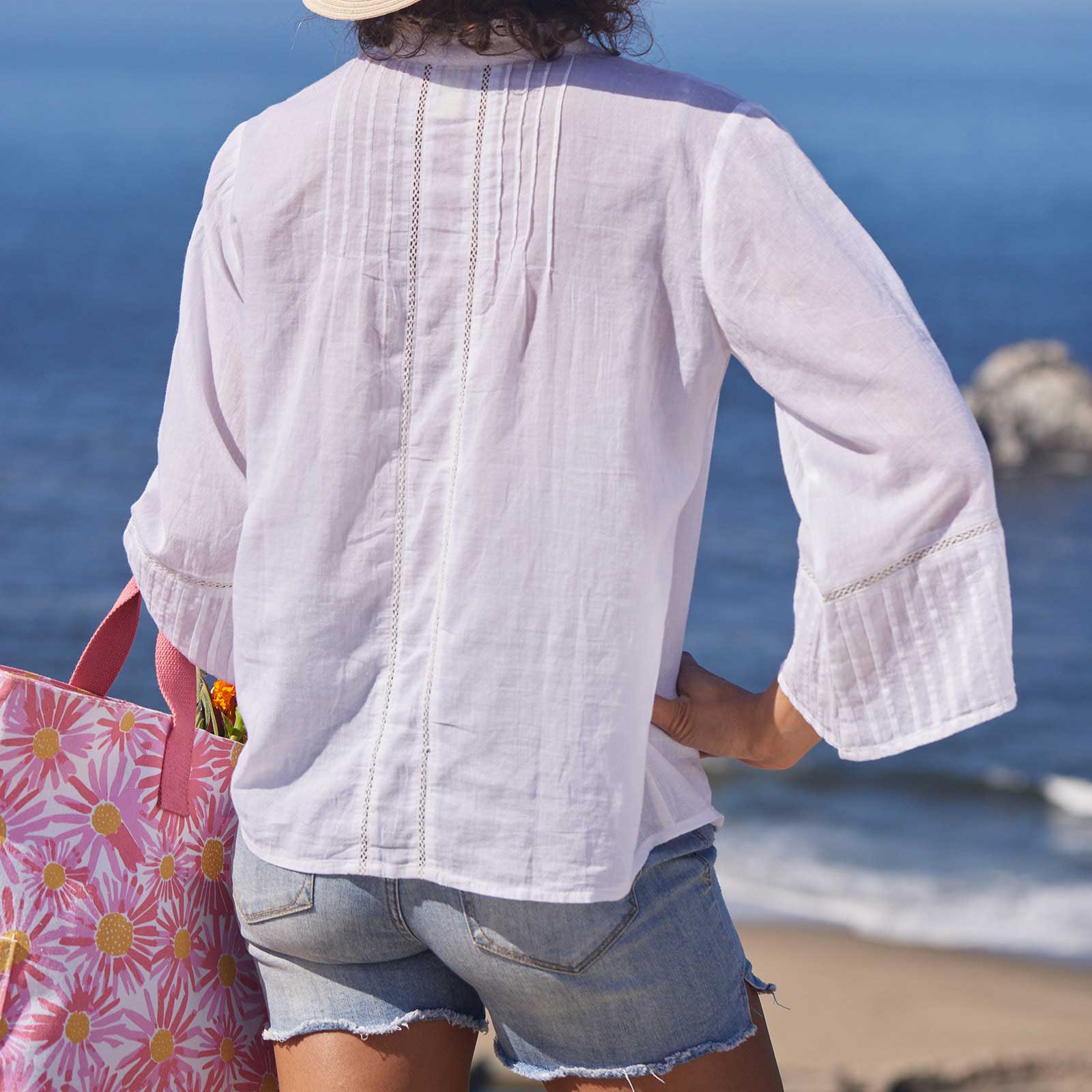 Breezy Lightweight White Cotton Blouse in Various Sizes