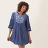 Chambray Dress With Light Blue Embroidery Dress - rockflowerpaper