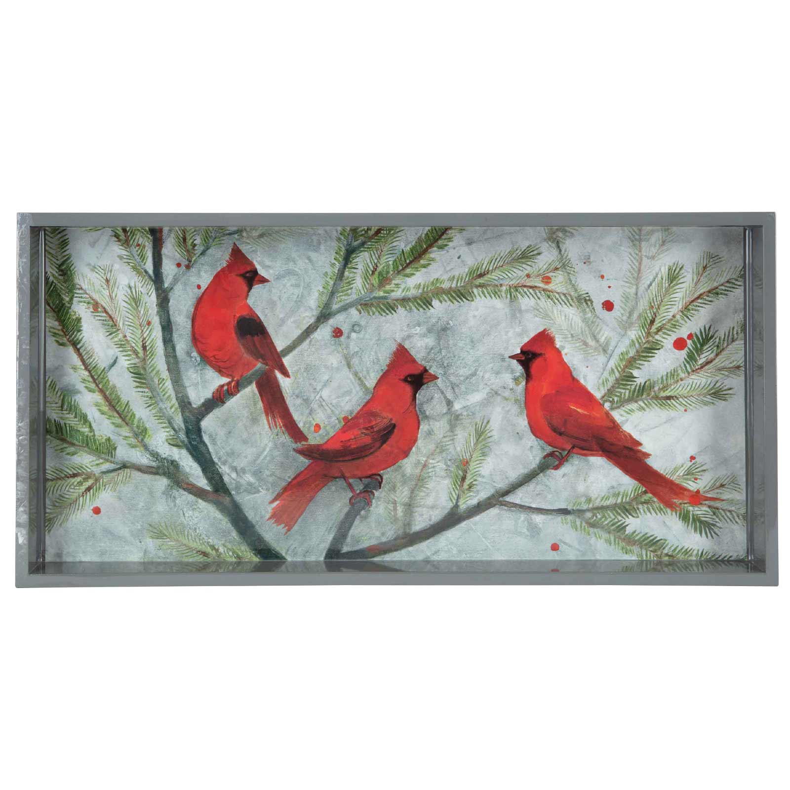 Cardinals Red 10 X 20 Inch Rectangular Lacquer Art Serving Tray Tray - rockflowerpaper