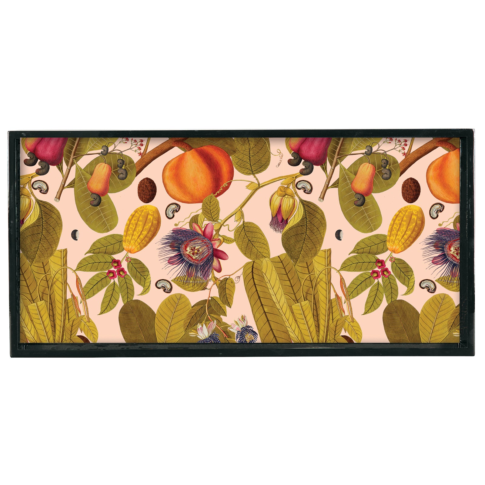 Passion Flora 10&quot; x 20&quot;Rectangular Lacquer Art Serving Tray Tray - rockflowerpaper