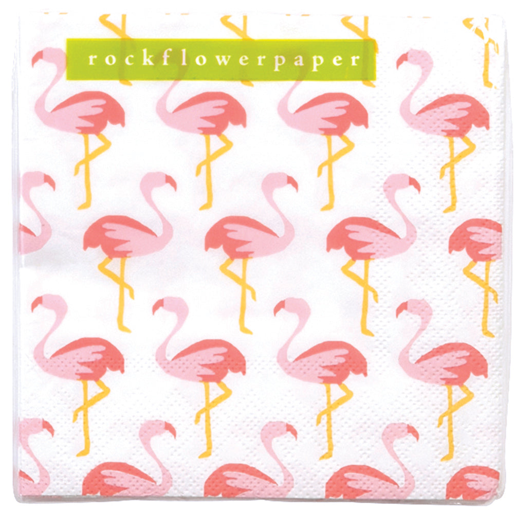Pink Flamingos Paper Cocktail Napkins (Pack of 20) Paper Cocktail Napkin - rockflowerpaper