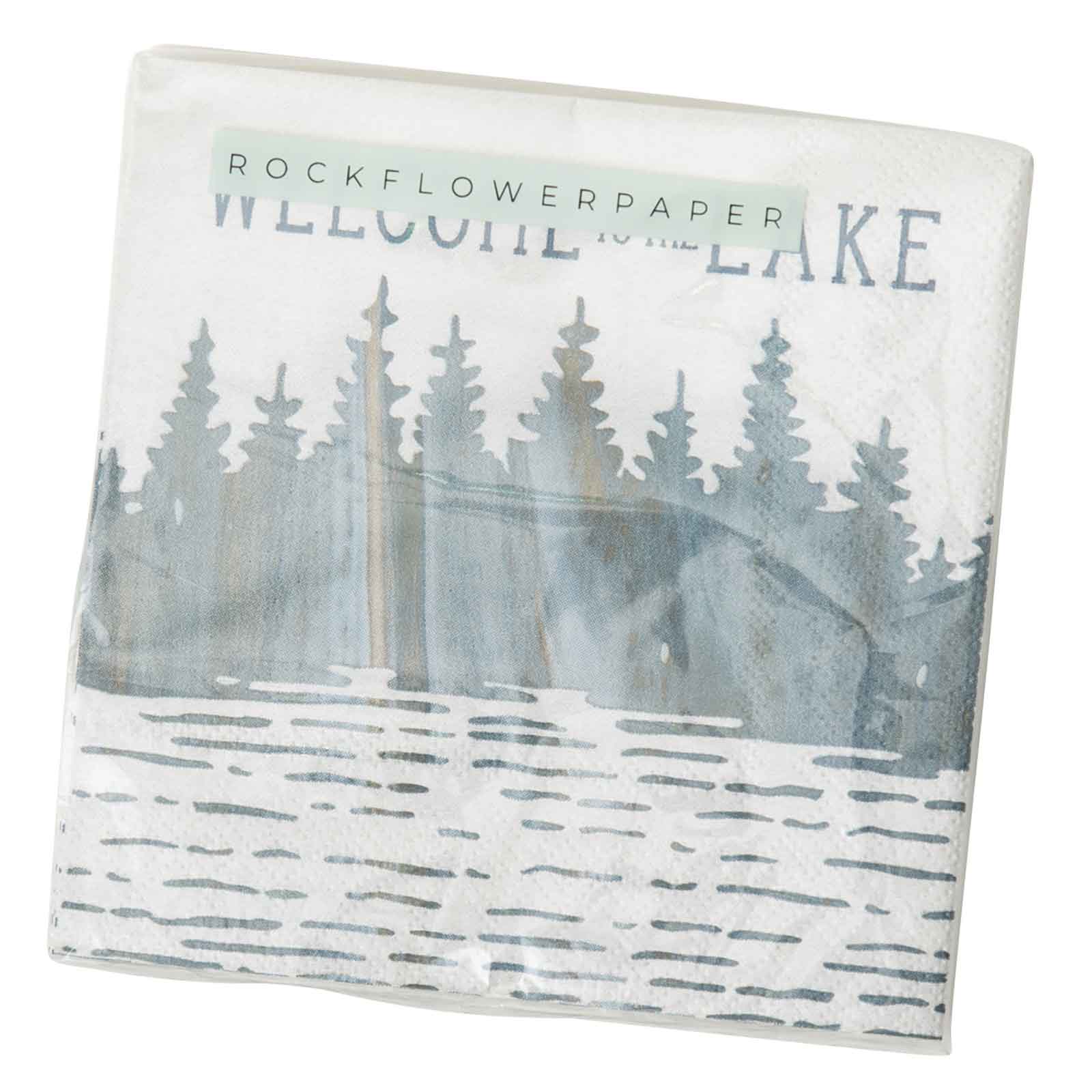 Welcome To The Lake Paper Cocktail Napkins (Pack of 20) Paper Cocktail Napkin - rockflowerpaper