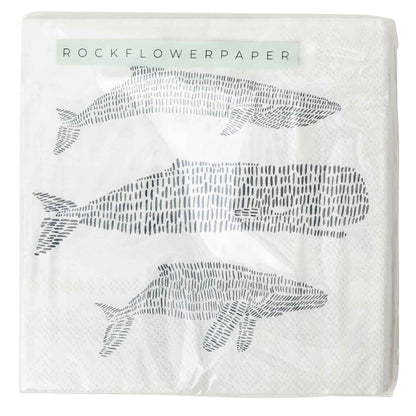 Whales Paper Cocktail Napkins (Pack of 20) Paper Cocktail Napkin - rockflowerpaper