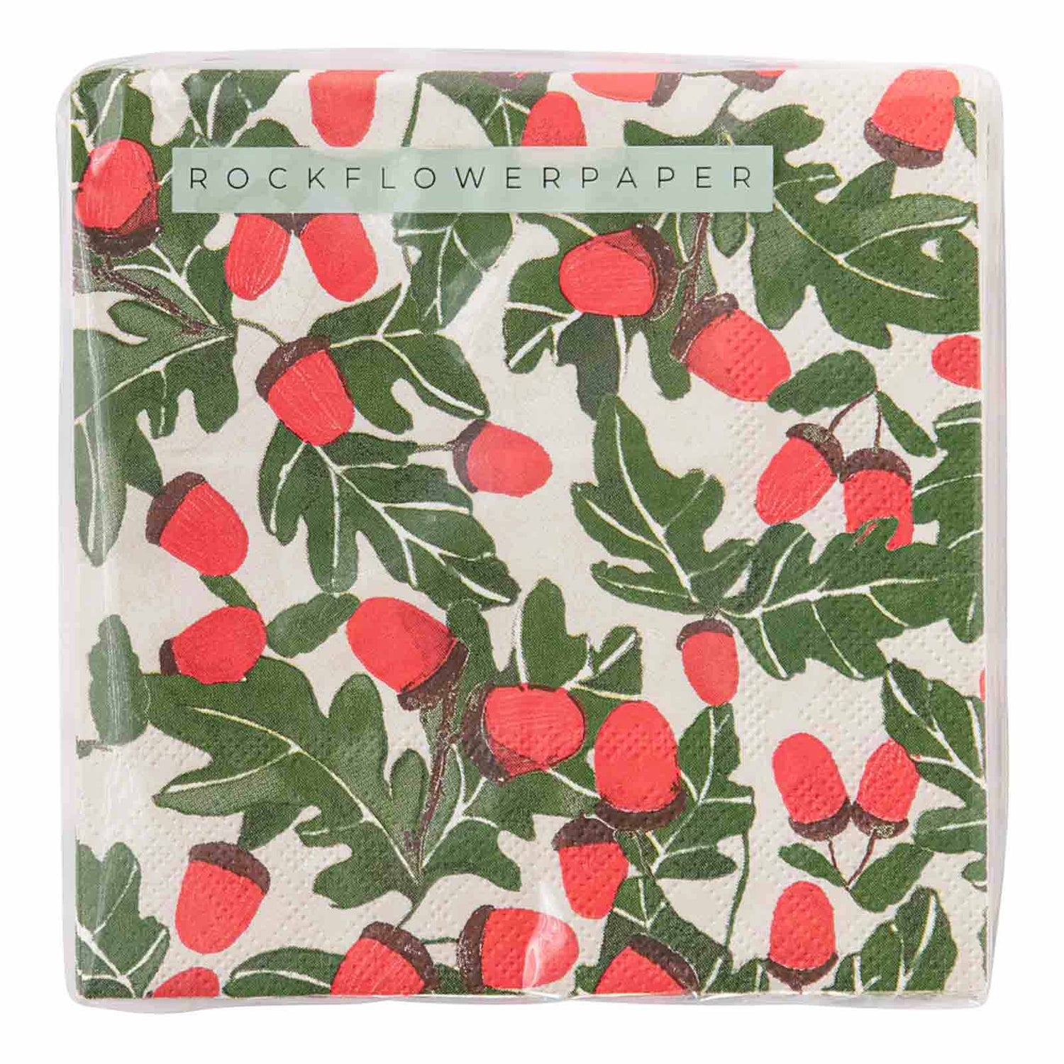 Holiday Acorns Paper Cocktail Napkins (Pack of 20) Paper Cocktail Napkin - rockflowerpaper
