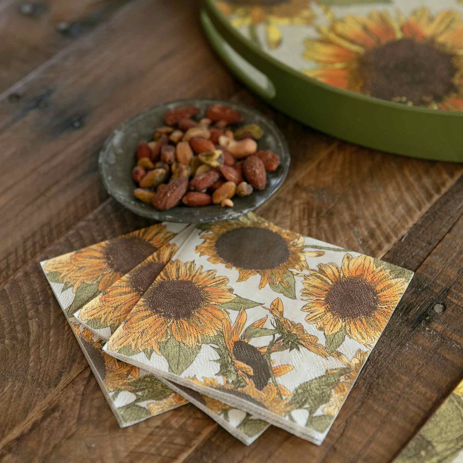 Sunflowers Paper Cocktail Napkins (Pack of 20) Paper Cocktail Napkin - rockflowerpaper