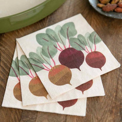 Three Beets Paper Cocktail Napkins (Pack of 20) Paper Cocktail Napkin - rockflowerpaper