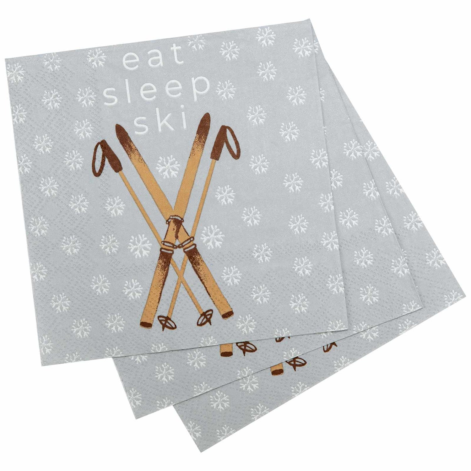 Eat Sleep Ski Paper Cocktail Napkins (Pack of 20) Paper Cocktail Napkin - rockflowerpaper