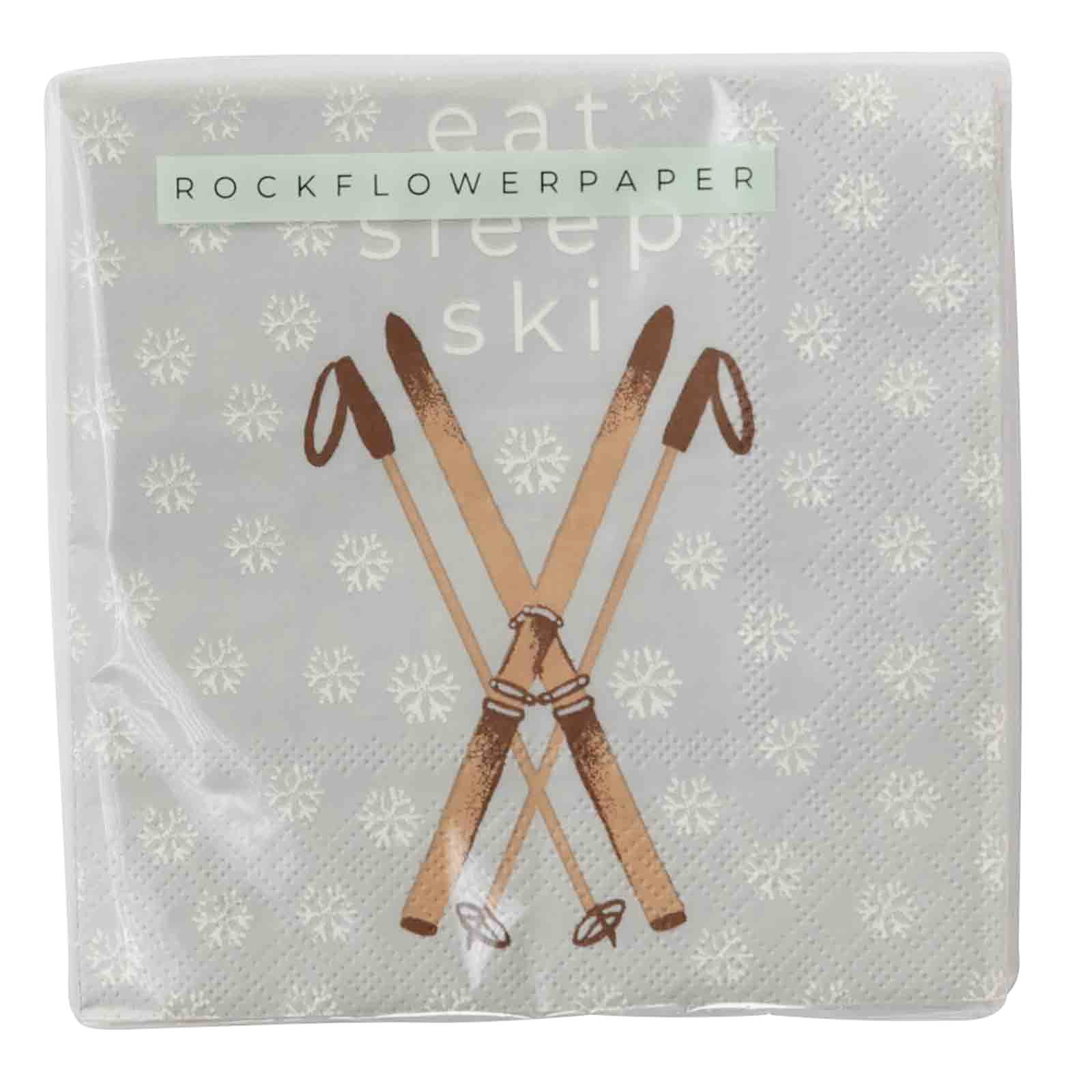 Eat Sleep Ski Paper Cocktail Napkins (Pack of 20) Paper Cocktail Napkin - rockflowerpaper