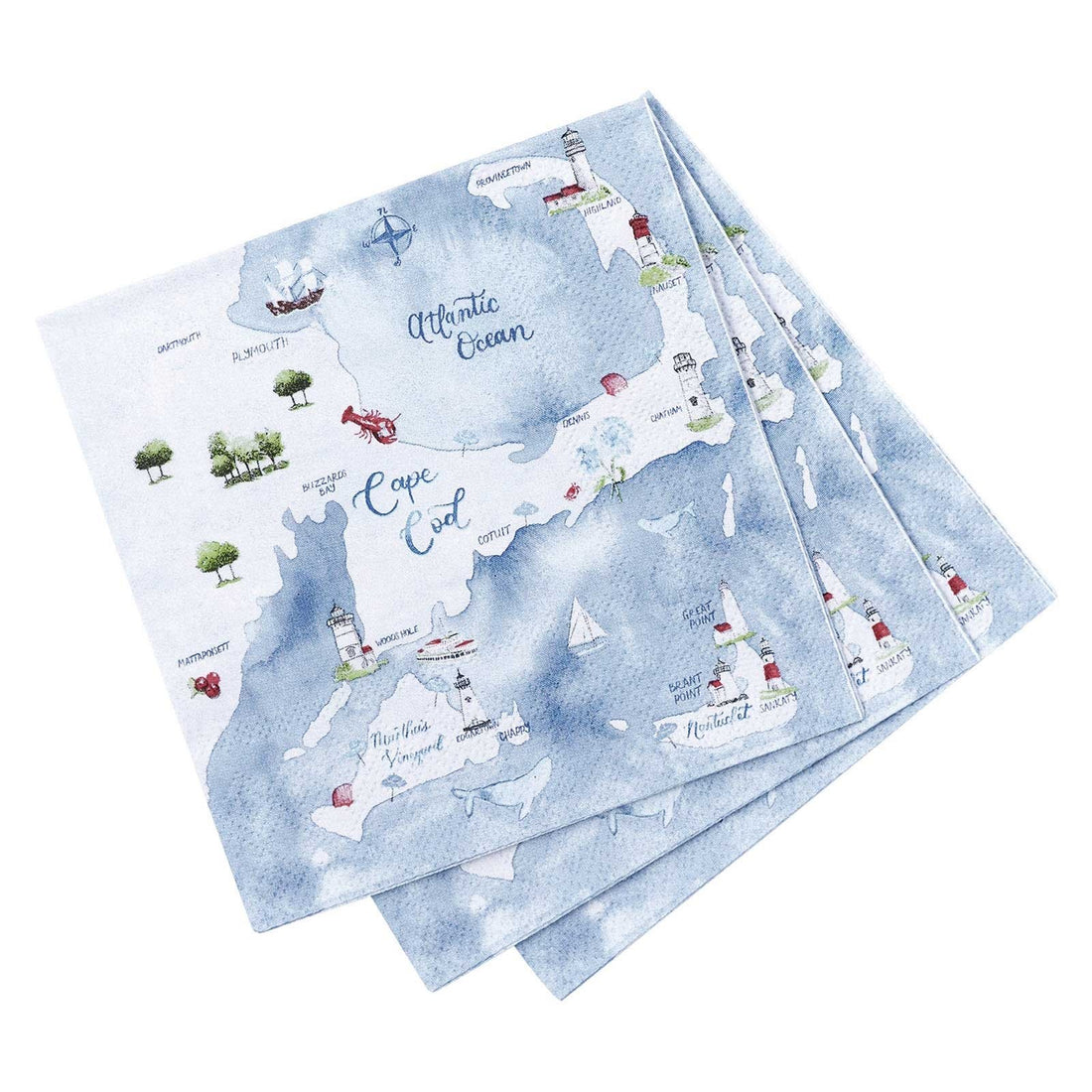 Cape And Islands Paper Cocktail Napkins - Pack of 20 Paper Cocktail Napkin - rockflowerpaper