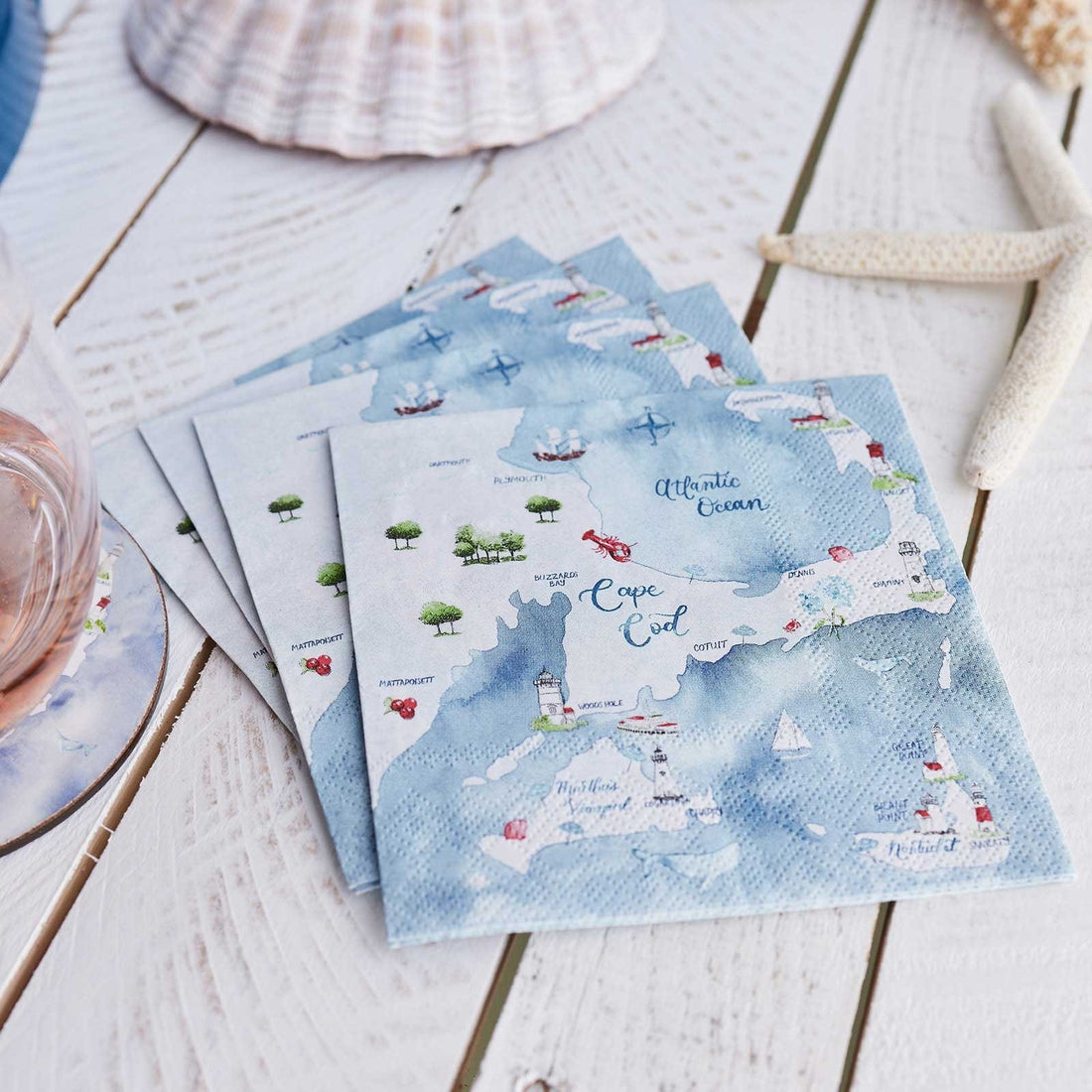 Cape And Islands Paper Cocktail Napkins (Pack of 20) Paper Cocktail Napkin - rockflowerpaper