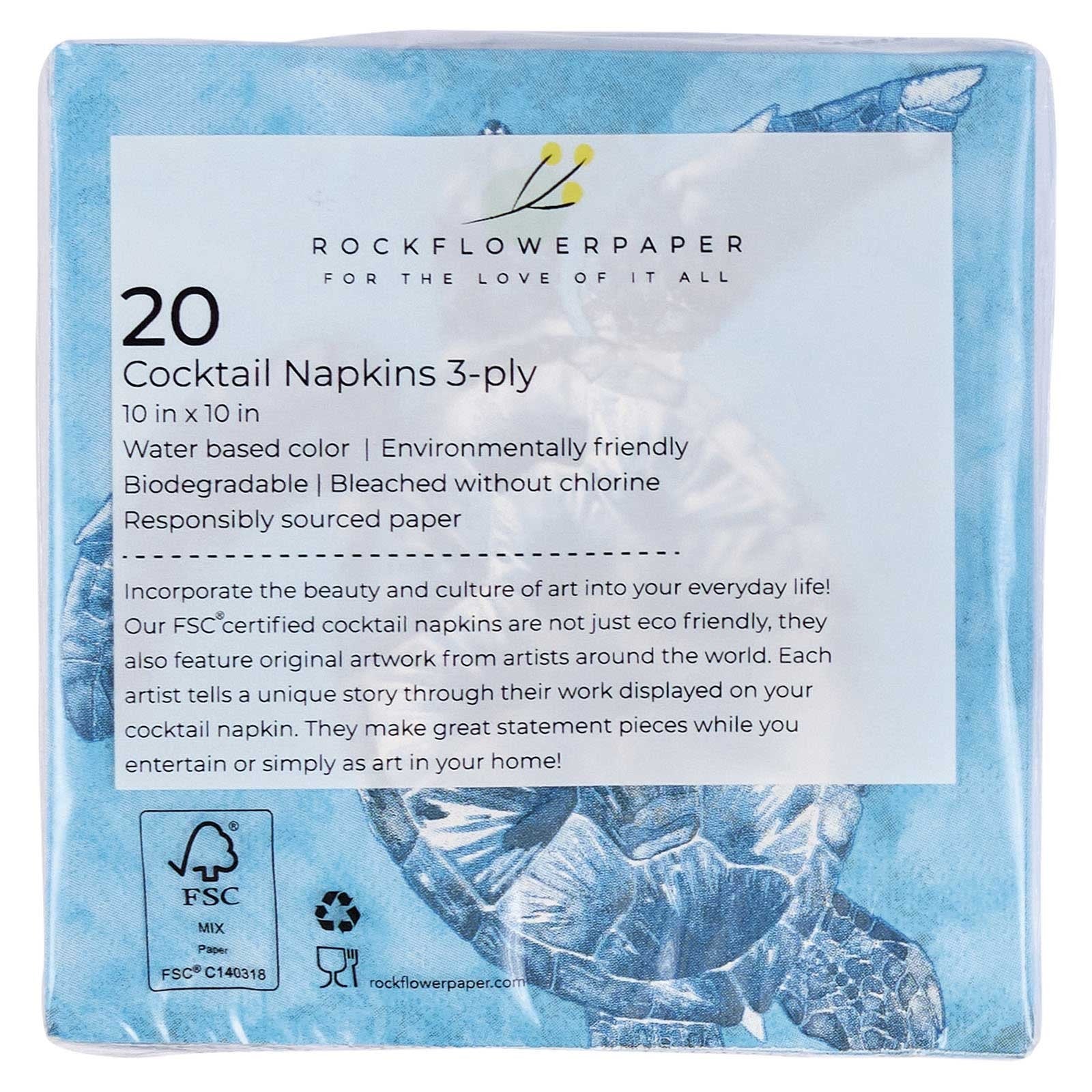 Sea Turtle Paper Cocktail Napkins (Pack of 20) Paper Cocktail Napkin - rockflowerpaper