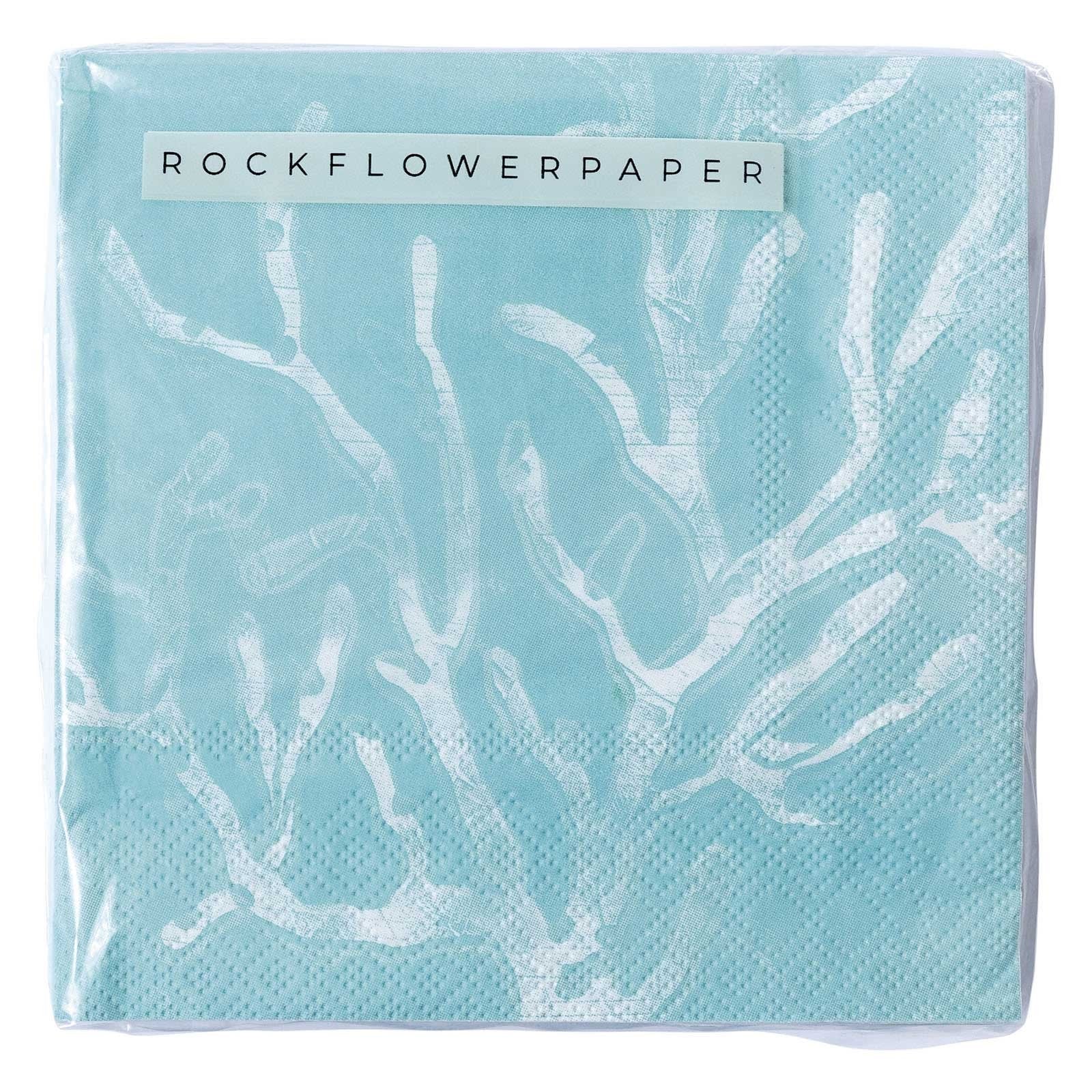Cerulean Sea Coral Paper Cocktail Napkins (Pack of 20) Paper Cocktail Napkin - rockflowerpaper