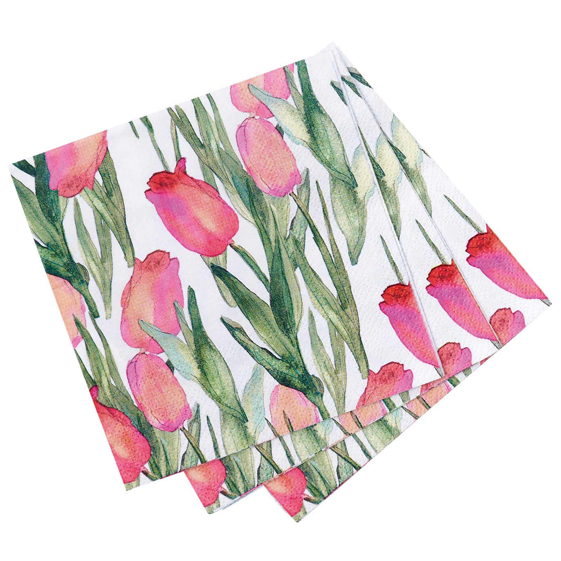 Pink Tulips Paper Cocktail Napkins (Pack of 20) Paper Cocktail Napkin - rockflowerpaper