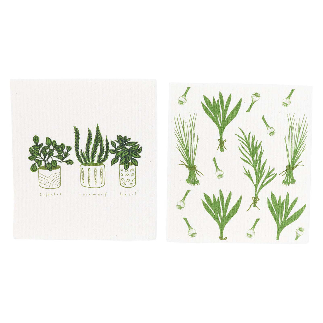Herbs Green Eco-Friendly blu Sponge Cloth - Set of 2 Eco Cloth - rockflowerpaper