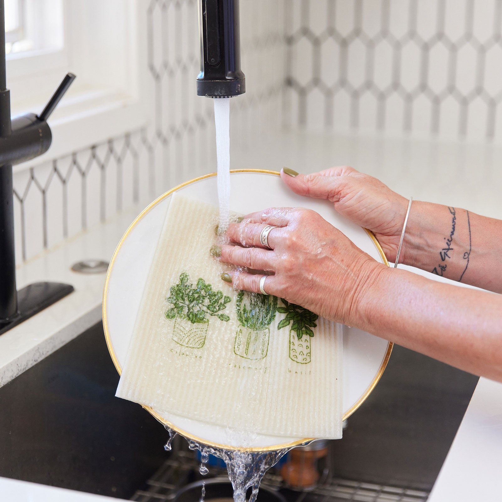 Swedish Sponge Dish Cloth Set - 3 Fresh Herbs