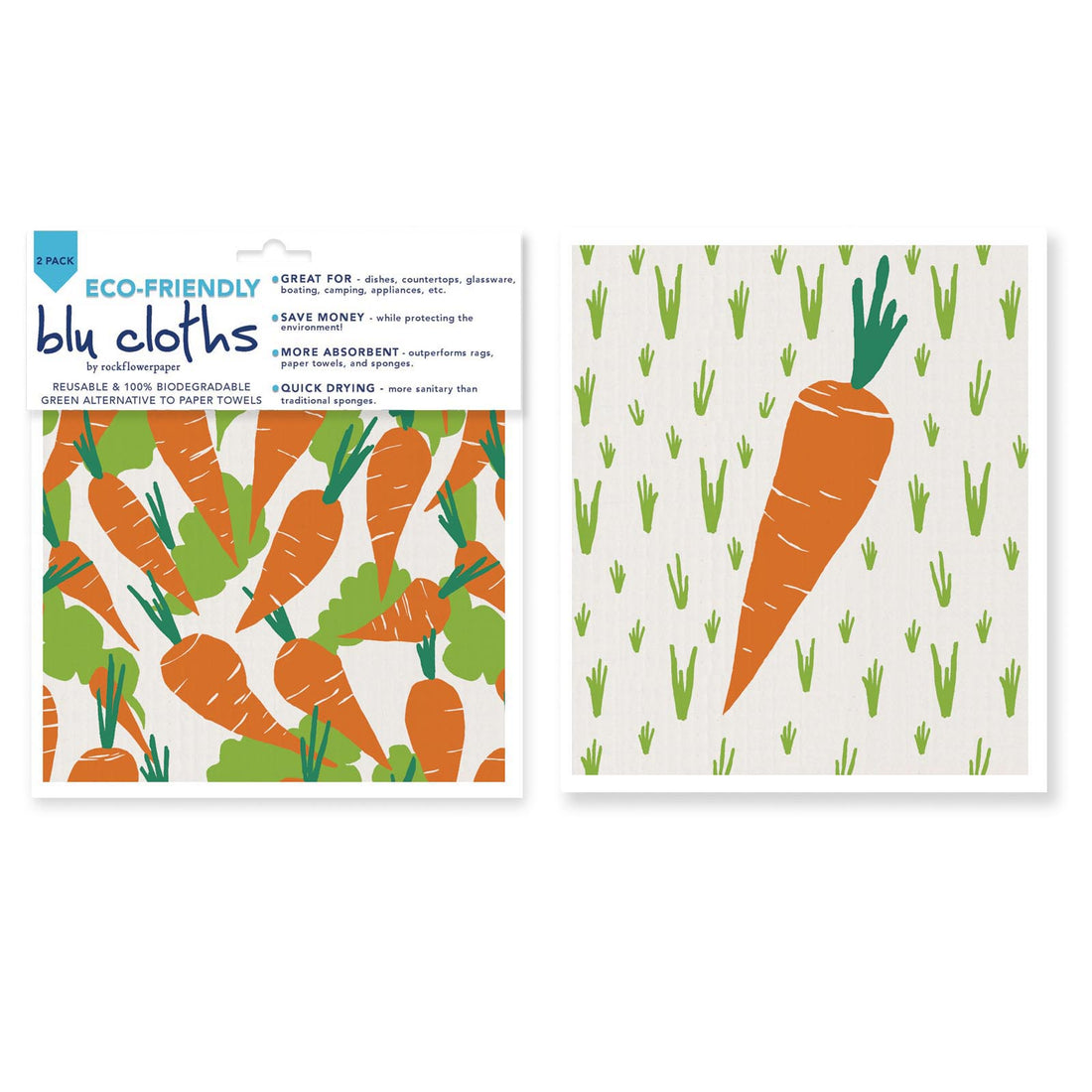 Carrots Blu Eco-Friendly blu Sponge Cloth - Set of 2 Eco Cloth - rockflowerpaper