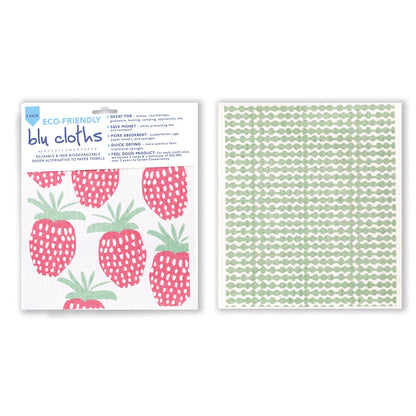 Strawberrie Eco-Friendly blu Sponge Cloth- Set of 2 Eco Cloth - rockflowerpaper
