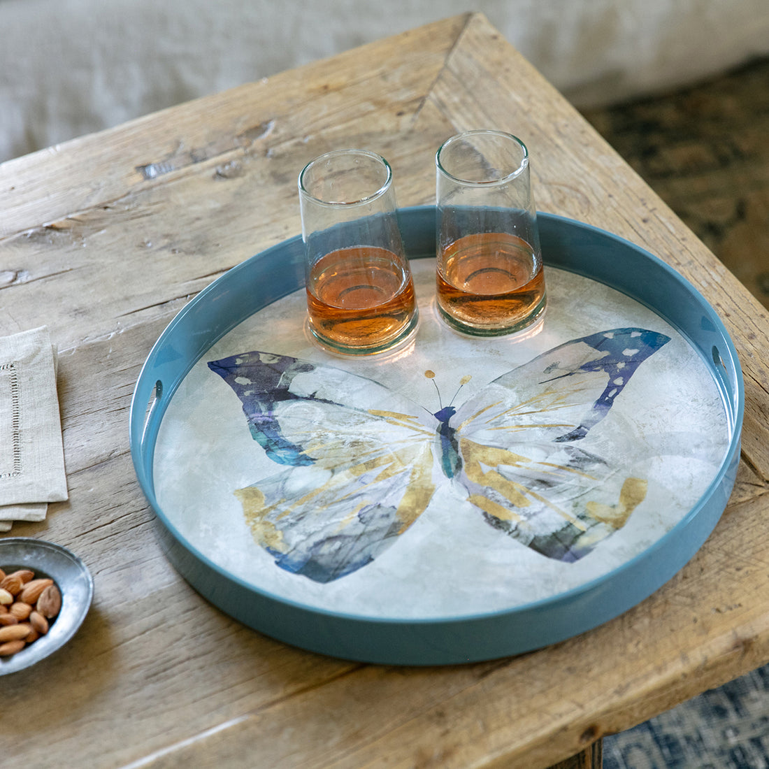 Butterfly 15&quot; Round Tray Tray - rockflowerpaper