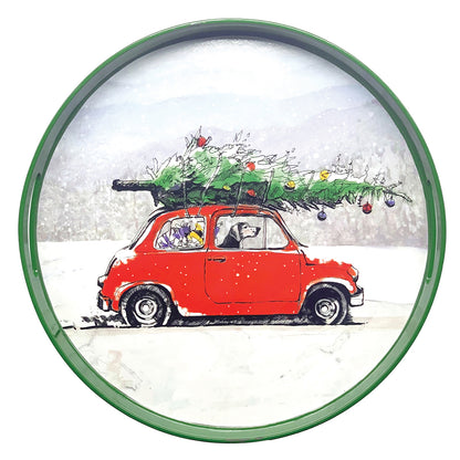 Holiday Hound 15&quot; Round Tray Tray - rockflowerpaper