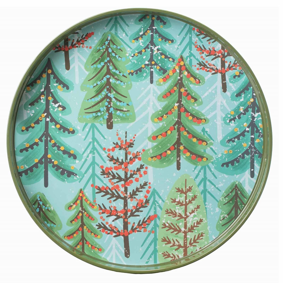 Icy Forest Tree 15 Inch Round Tray Tray - rockflowerpaper