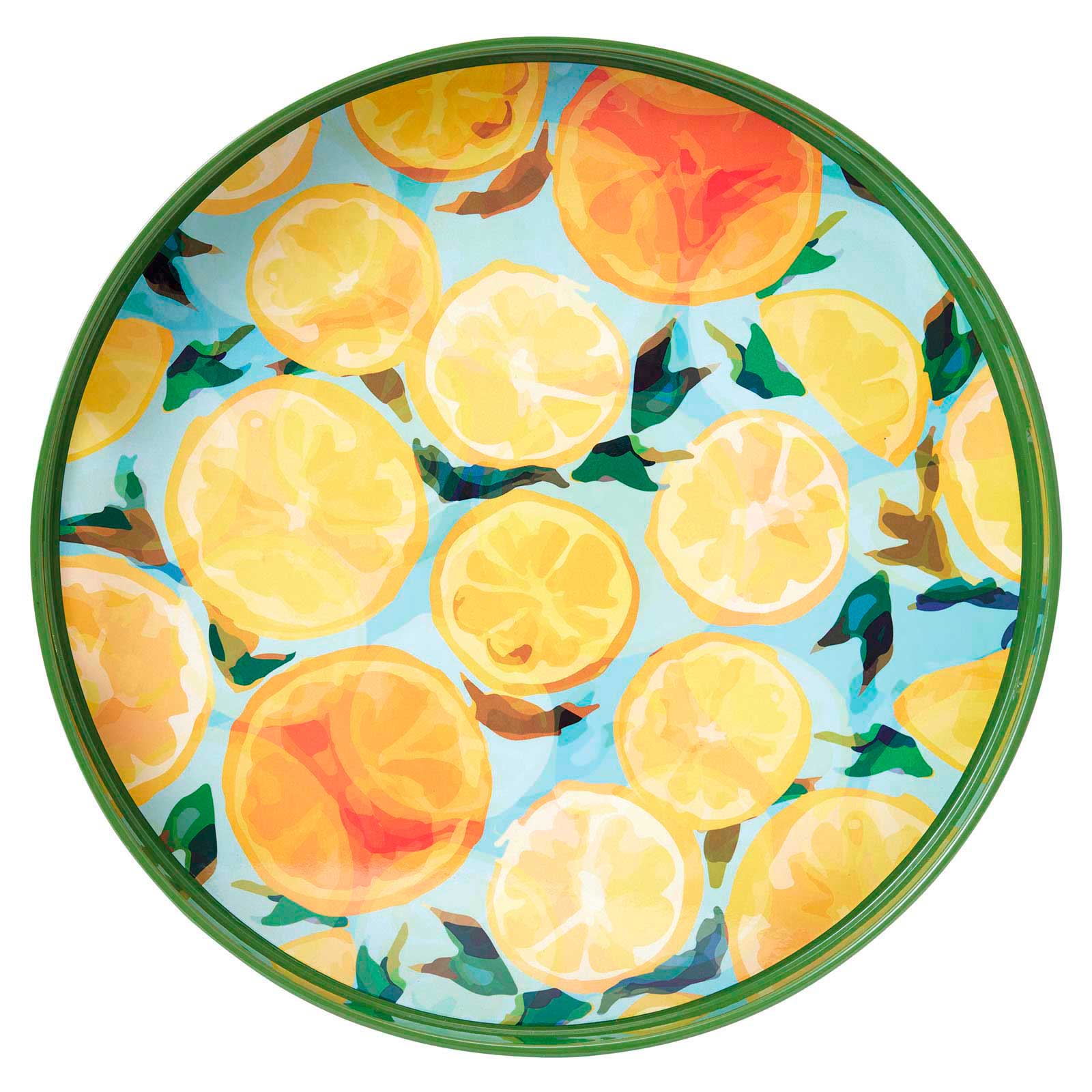 Lemon Slices 15 Inch Round Tray Tray - rockflowerpaper