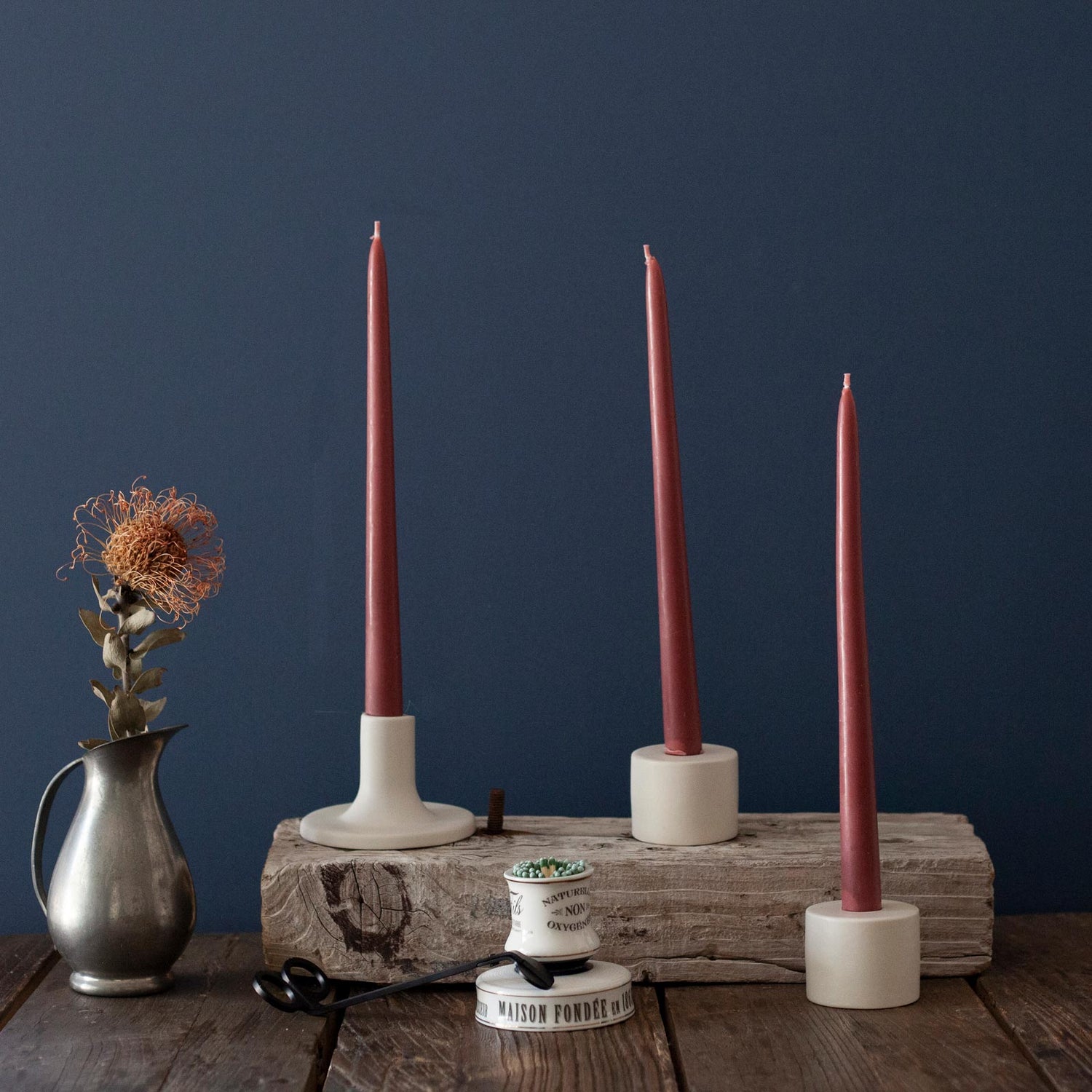 Rose Beeswax 12 inch Taper Candles (one pair) Candle - rockflowerpaper