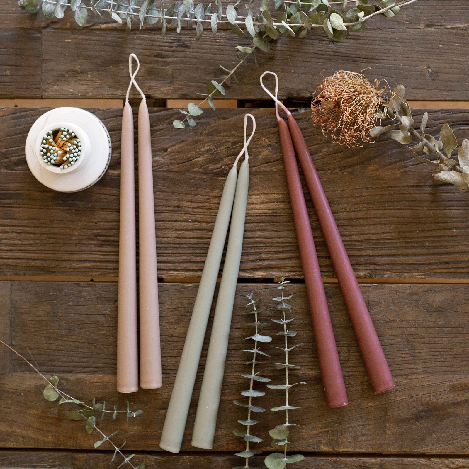Rose Scented Beeswax 12-Inch Taper Candles - 1 Pair