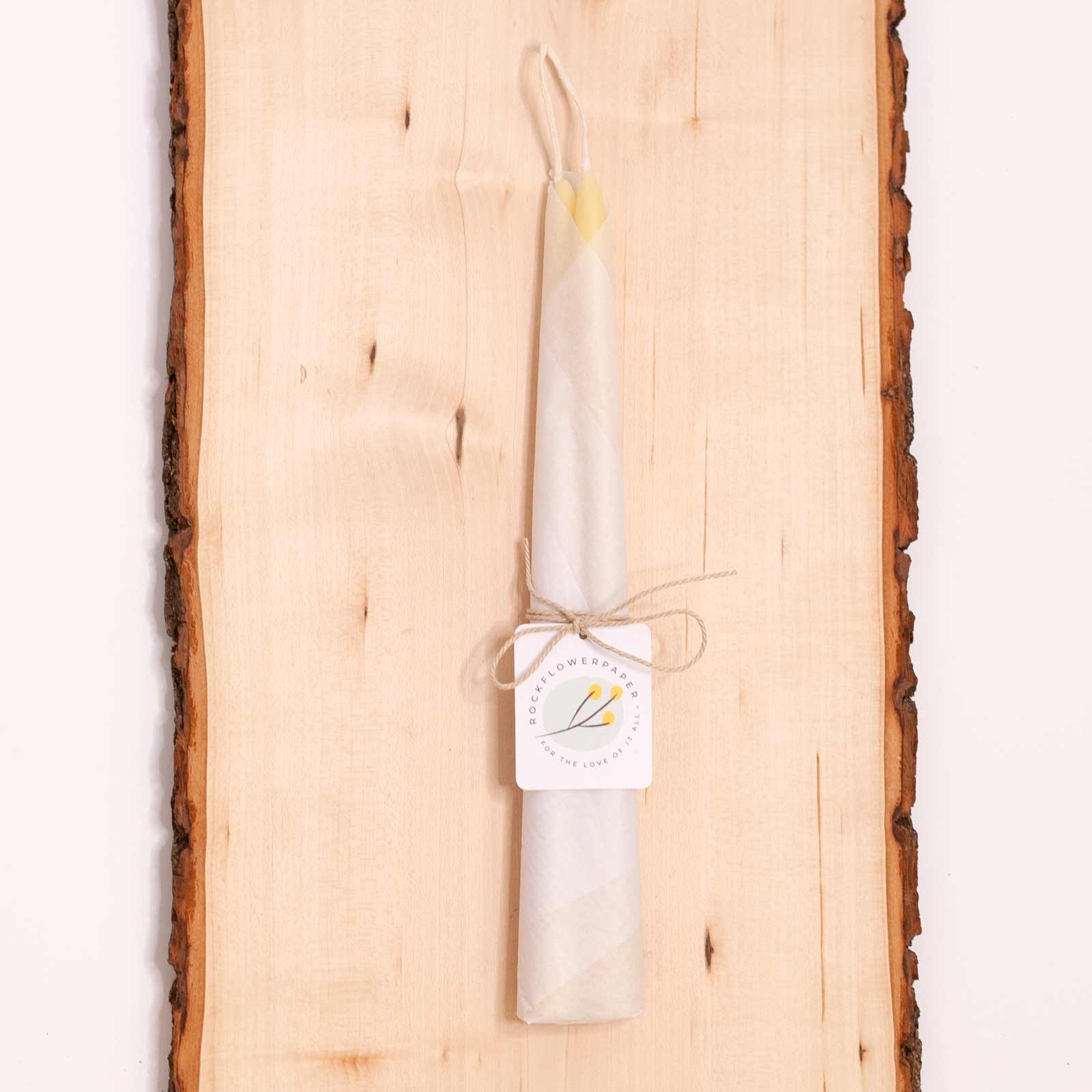 Ivory Beeswax 12 inch Taper Candles (one pair) Candle - rockflowerpaper