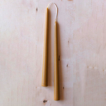Natural Beeswax 12 inch Taper Candles (one pair) Candle - rockflowerpaper