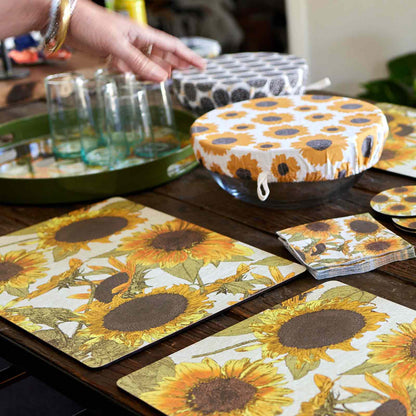 Sunflowers blu Kitchen Food Storage Covers (Set of 3 ) Eco Dish Cover - rockflowerpaper