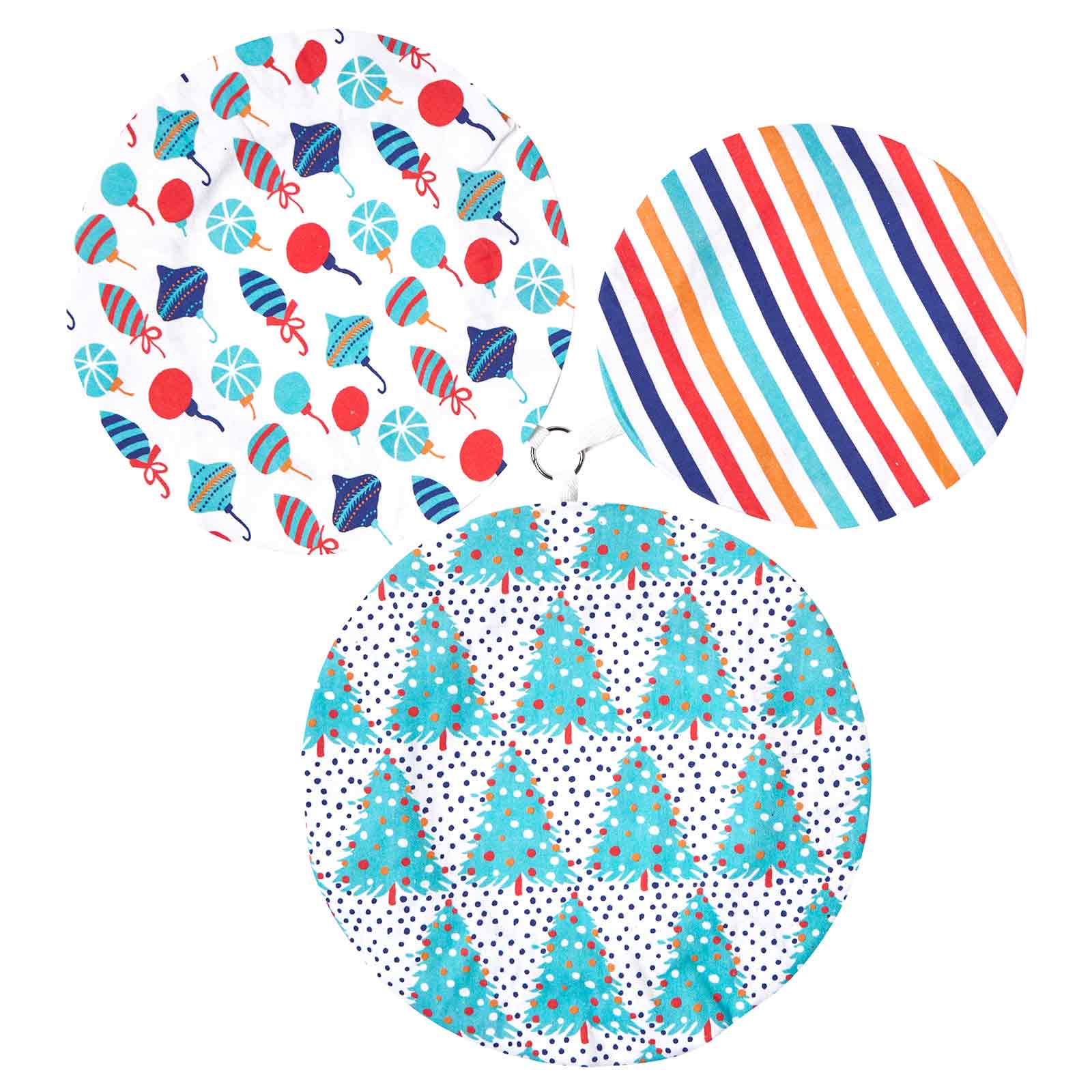 Festive Holiday blu Kitchen Food Storage Covers (Set of 3 ) Eco Dish Cover - rockflowerpaper