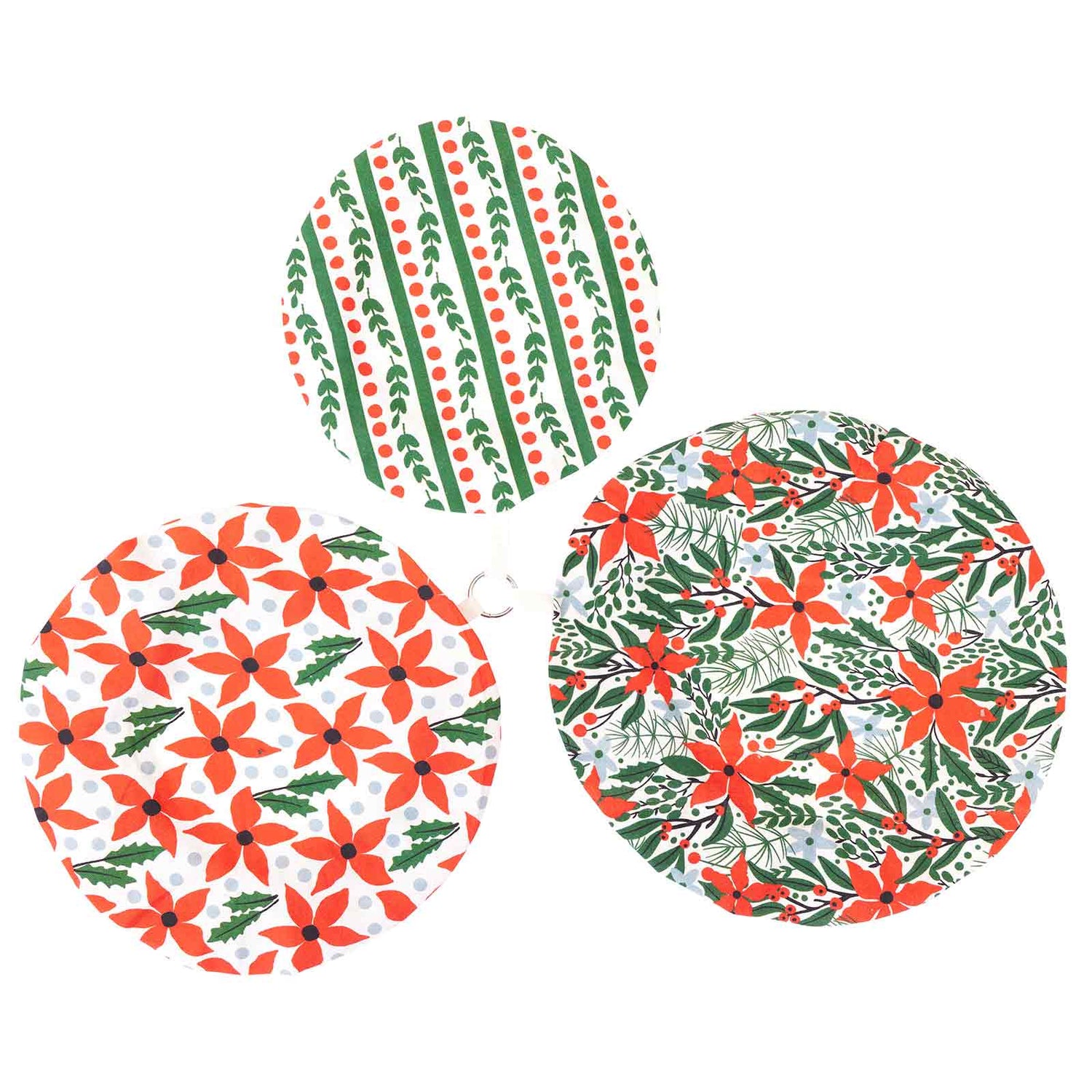 Poinsettia blu Kitchen Food Storage Covers (Set of 3 ) Eco Dish Cover - rockflowerpaper