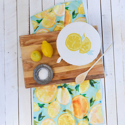 Lemon Slices blu Kitchen Food Storage Covers (Set of 3 ) Eco Dish Cover - rockflowerpaper