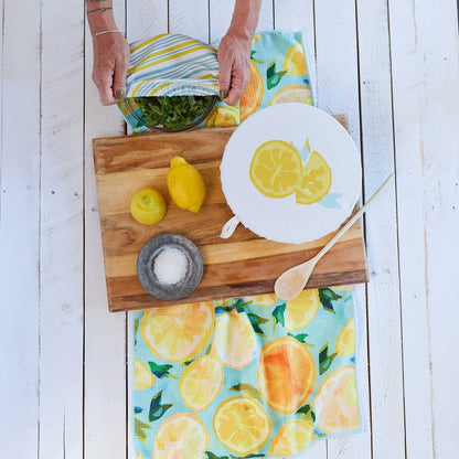 Lemon Slices blu Kitchen Food Storage Covers (Set of 3 ) Eco Dish Cover - rockflowerpaper