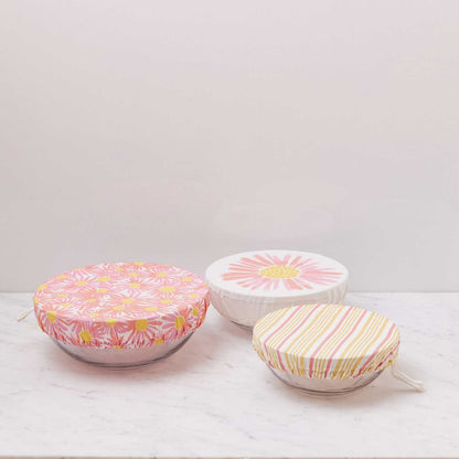 Daisies blu Kitchen Food Storage Covers (Set of 3 ) Eco Dish Cover - rockflowerpaper