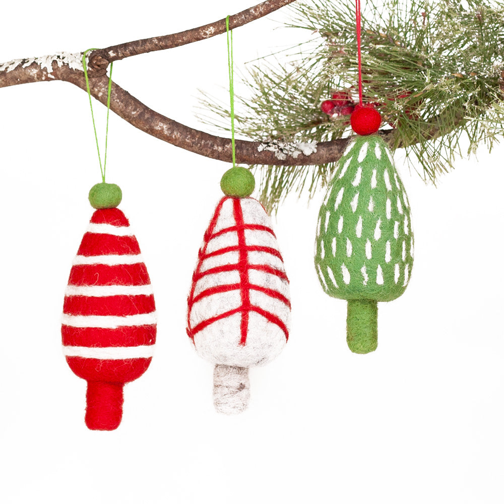 Grey Holiday Tree Felt Ornament Ornament - rockflowerpaper