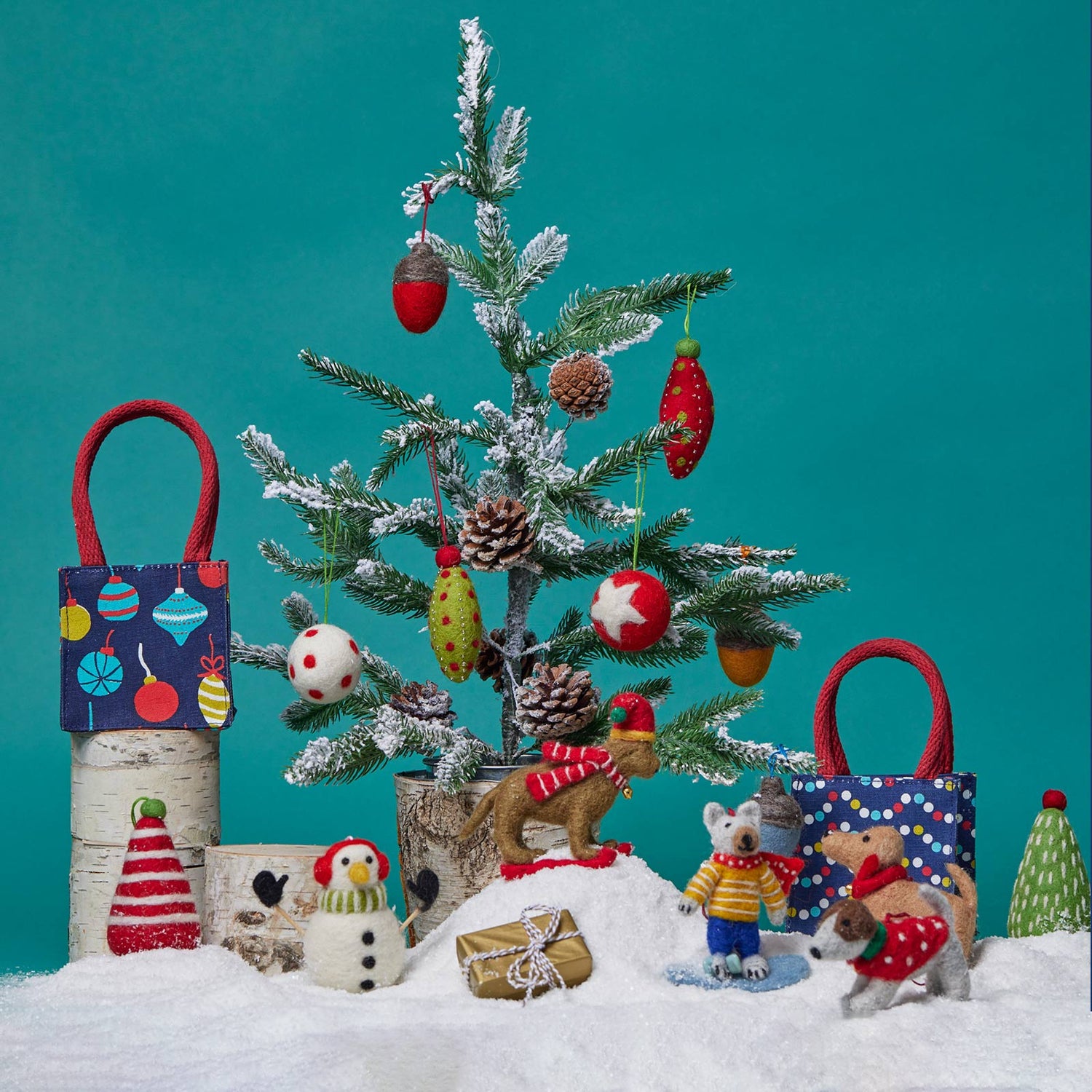 Red Holiday Tree Felt Ornament Ornament - rockflowerpaper
