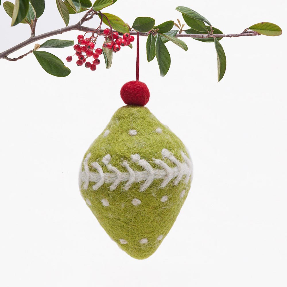 Green Bauble Felt Ornament Ornament - rockflowerpaper