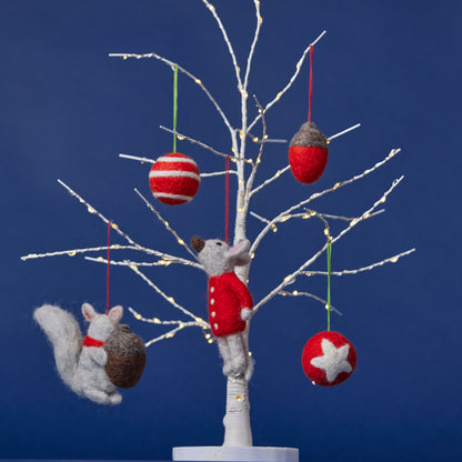 Red Sweater Mouse Felt Ornament Ornament - rockflowerpaper