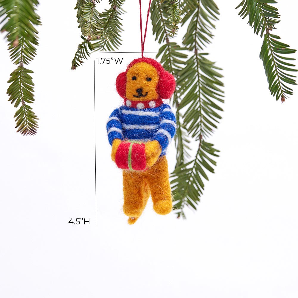 Gift Giving Bear Felt Ornament Ornament - rockflowerpaper