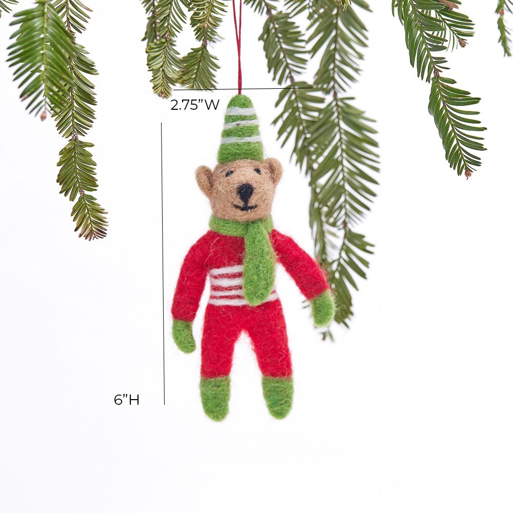 Holiday Bear Felt Ornament Ornament - rockflowerpaper