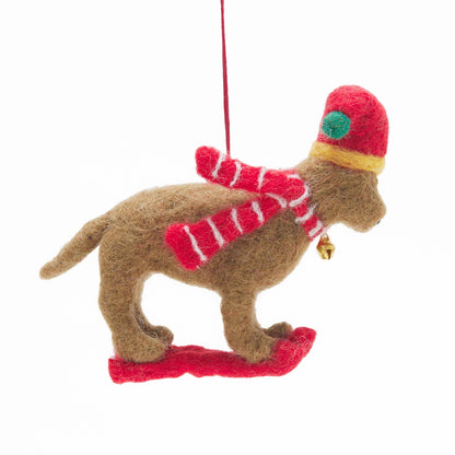 Ski Dog Felt Ornament Ornament - rockflowerpaper