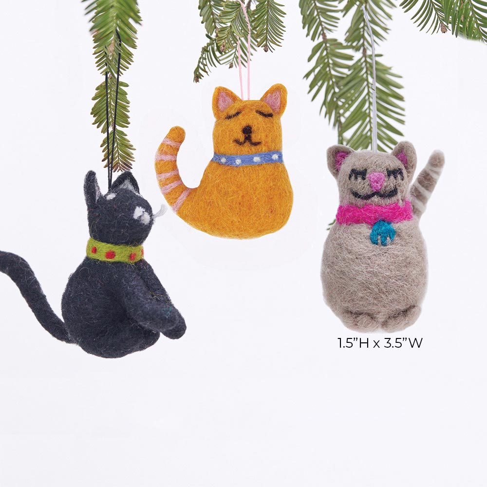 Tan Cat Felt Ornament Ornament - rockflowerpaper