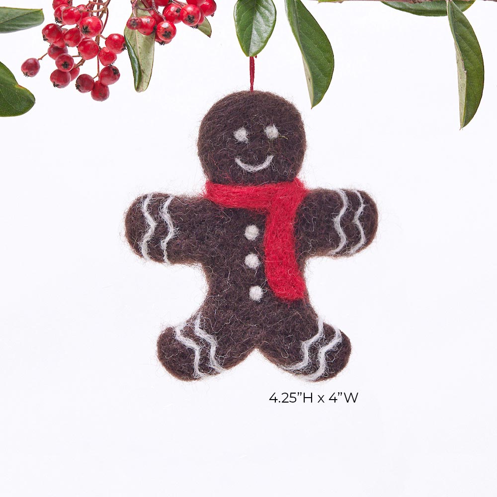 Ginger Bread Man Felt Ornament Ornament - rockflowerpaper