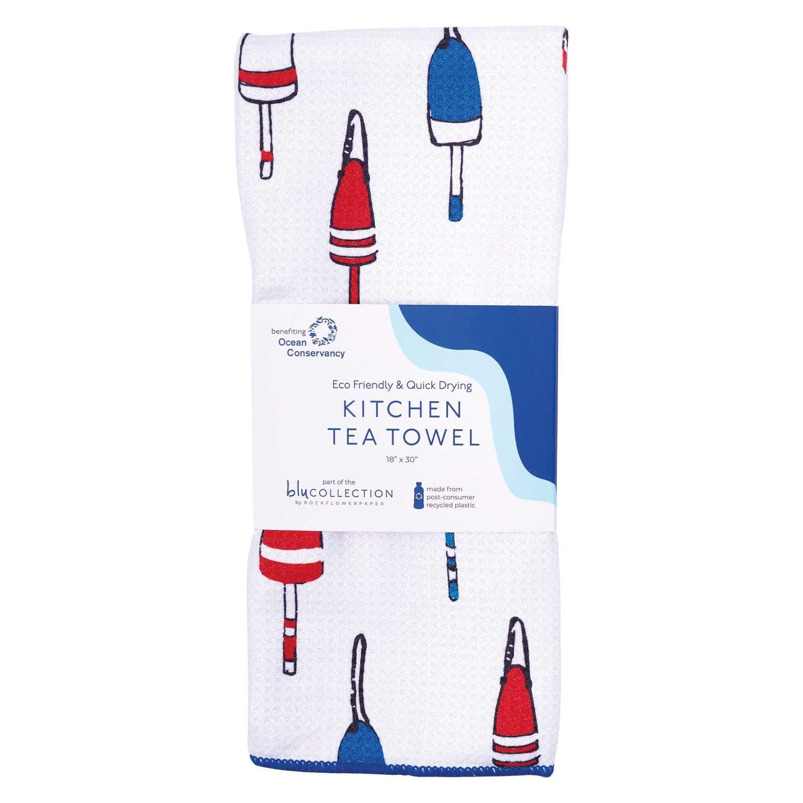 Pressed Petals Blu Kitchen Tea Towel