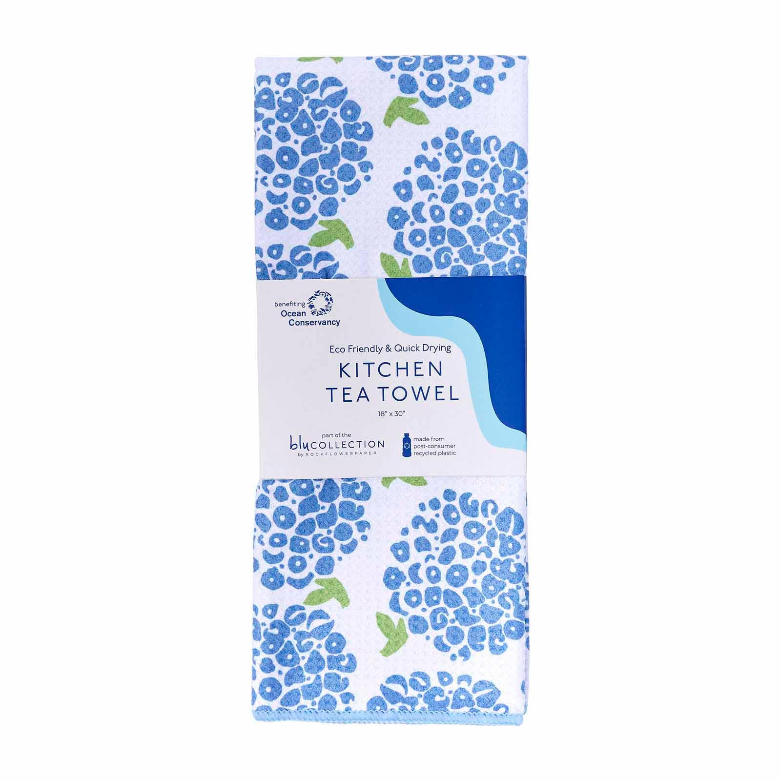 Hydrangea blu Kitchen Tea Towel-Double Sided Print Kitchen Towel - rockflowerpaper