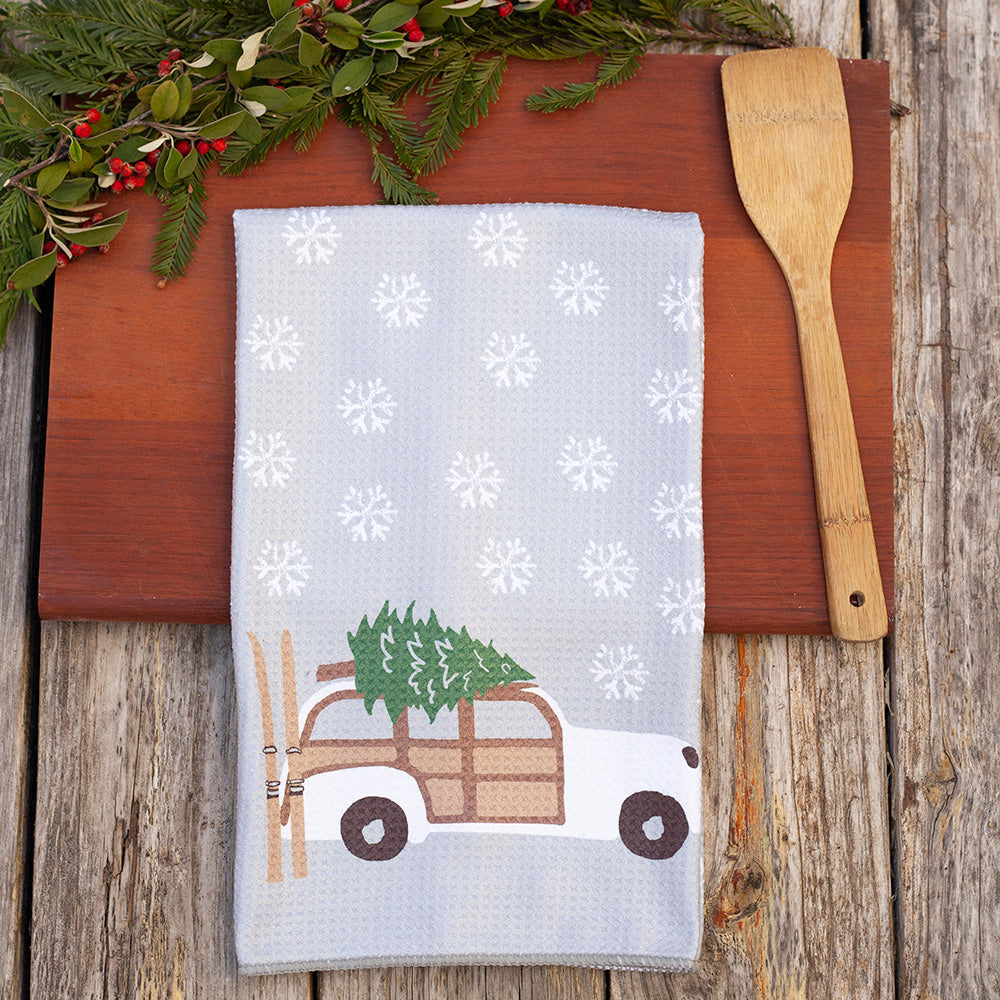 Ski Day blu Kitchen Tea Towel Kitchen Towel - rockflowerpaper